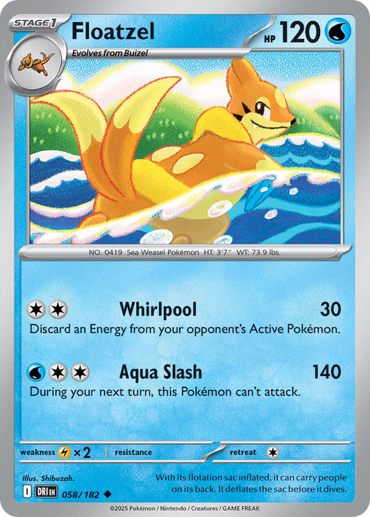 (058/182) Pokemon TCG Destined Rivals Single: Floatzel  Reverse Holo Uncommon