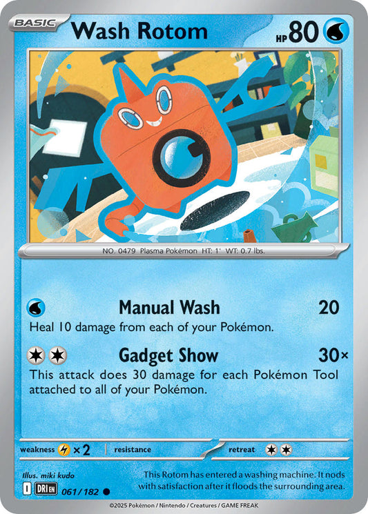 (061/182) Pokemon TCG Destined Rivals Single: Wash Rotom  Reverse Holo Common