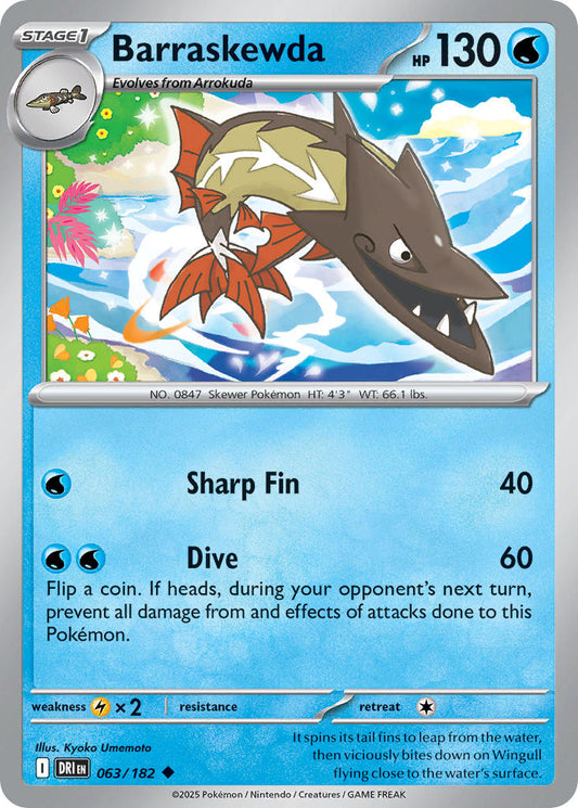 (063/182) Pokemon TCG Destined Rivals Single: Barraskewda   Uncommon