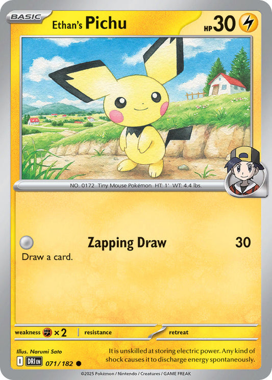(071/182) Pokemon TCG Destined Rivals Single: Ethan's Pichu  Reverse Holo Common