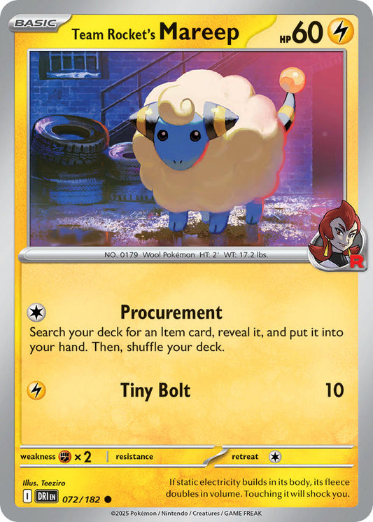 (072/182) Pokemon TCG Destined Rivals Single: Team Rocket's Mareep   Common