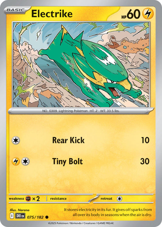 (075/182) Pokemon TCG Destined Rivals Single: Electrike  Reverse Holo Common
