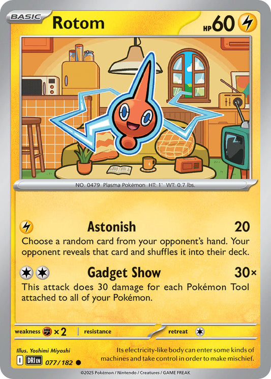 (077/182) Pokemon TCG Destined Rivals Single: Rotom  Reverse Holo Common