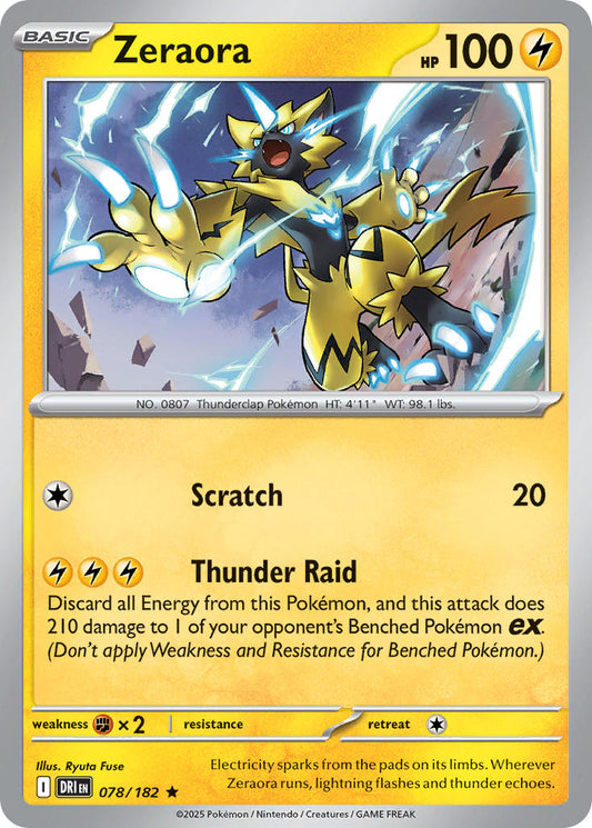 (078/182) Pokemon TCG Destined Rivals Single: Zeraora  Reverse Holo Rare