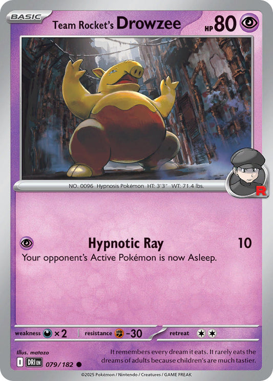 (079/182) Pokemon TCG Destined Rivals Single: Team Rocket's Drowzee  Reverse Holo Common