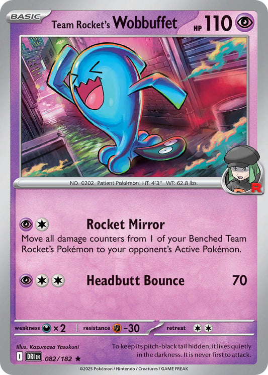 (082/182) Pokemon TCG Destined Rivals Single: Team Rocket's Wobbuffet   Rare