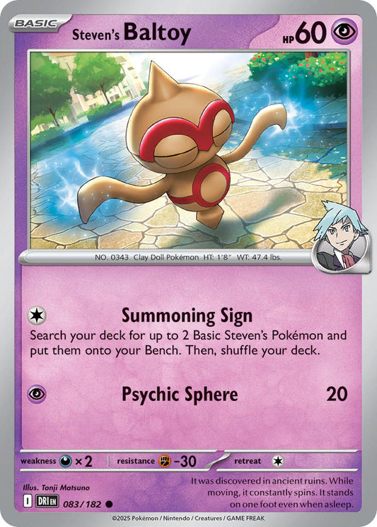 (083/182) Pokemon TCG Destined Rivals Single: Steven's Baltoy  Reverse Holo Common