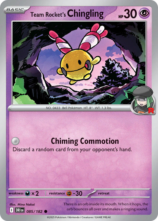(085/182) Pokemon TCG Destined Rivals Single: Team Rocket's Chingling  Reverse Holo Common