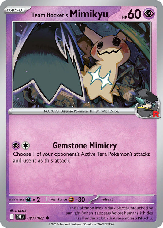 (087/182) Pokemon TCG Destined Rivals Single: Team Rocket's Mimikyu   Uncommon