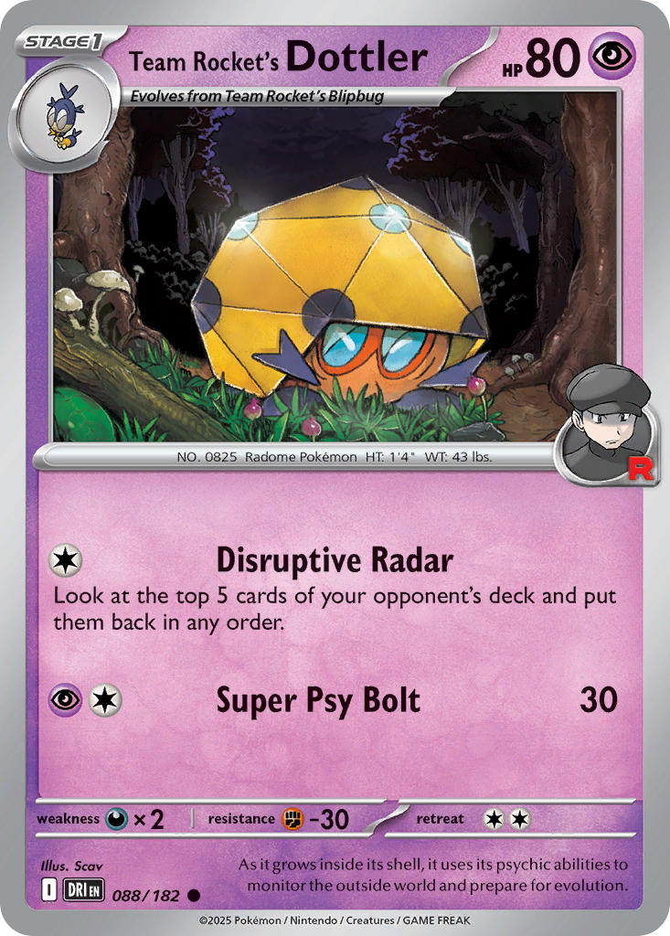 (088/182) Pokemon TCG Destined Rivals Single: Team Rocket's Dottler  Reverse Holo Common
