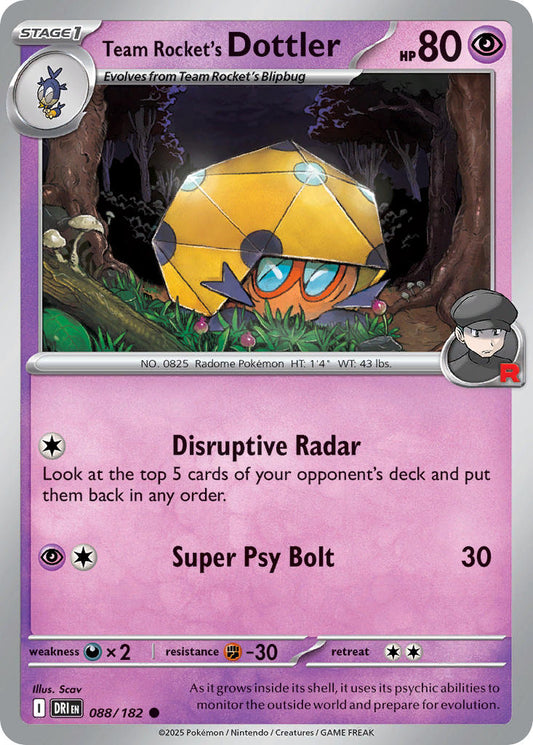 (088/182) Pokemon TCG Destined Rivals Single: Team Rocket's Dottler  Reverse Holo Common