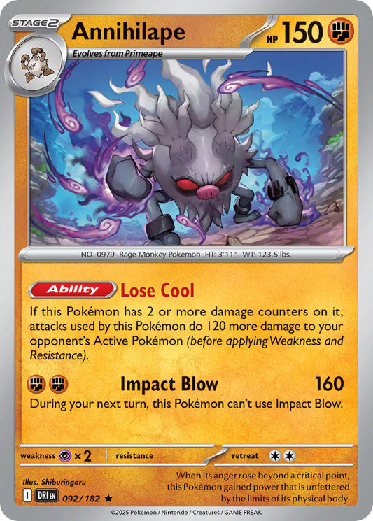 (092/182) Pokemon TCG Destined Rivals Single: Annihilape   Rare