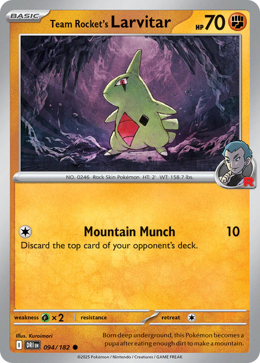 (094/182) Pokemon TCG Destined Rivals Single: Team Rocket's Larvitar  Reverse Holo Common