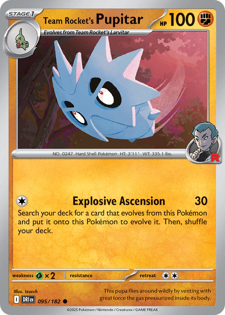 (095/182) Pokemon TCG Destined Rivals Single: Team Rocket's Pupitar  Reverse Holo Common