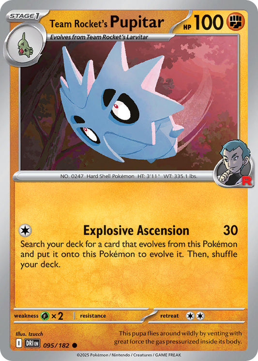 (095/182) Pokemon TCG Destined Rivals Single: Team Rocket's Pupitar   Common
