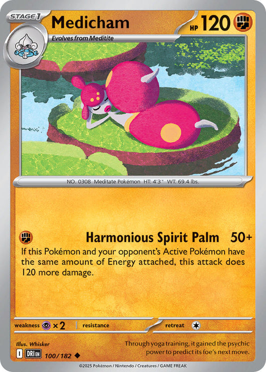 (100/182) Pokemon TCG Destined Rivals Single: Medicham  Reverse Holo Uncommon