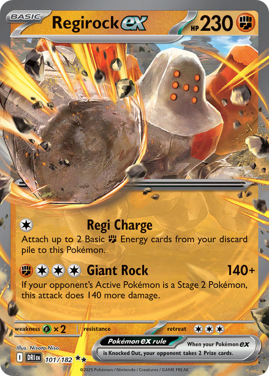 (101/182) Pokemon TCG Destined Rivals Single: Regirock ex   Double Rare