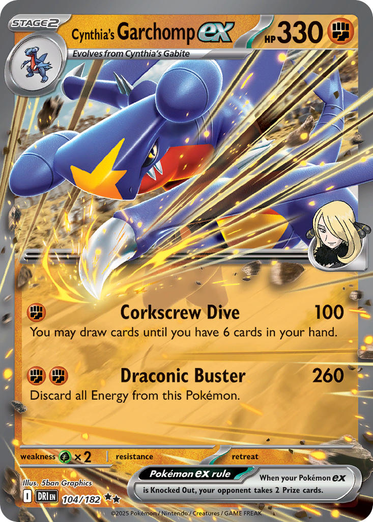 (104/182) Pokemon TCG Destined Rivals Single: Cynthia's Garchomp ex   Double Rare