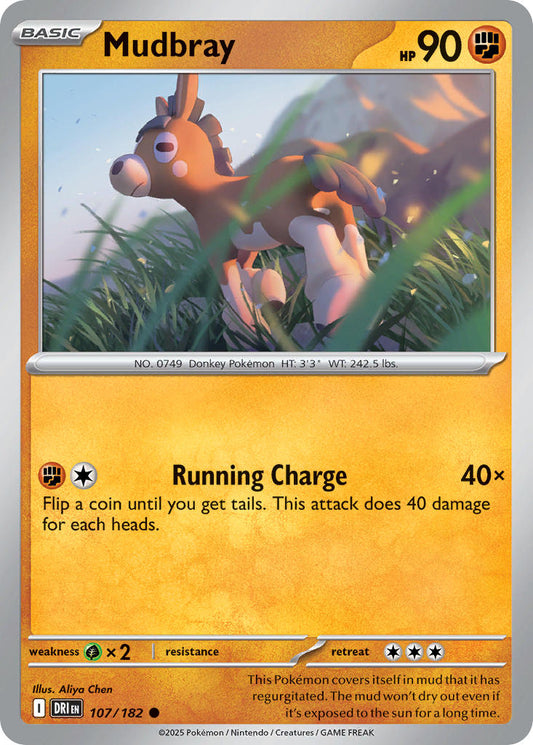 (107/182) Pokemon TCG Destined Rivals Single: Mudbray  Reverse Holo Common