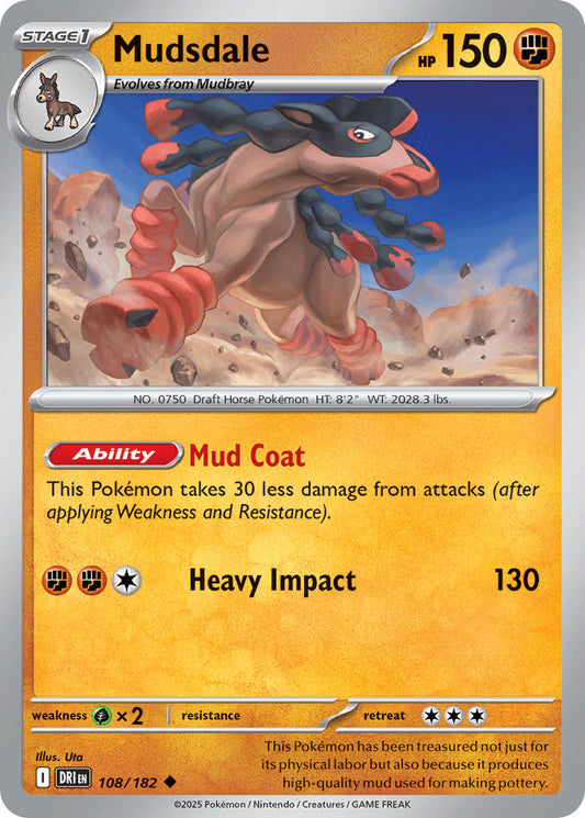 (108/182) Pokemon TCG Destined Rivals Single: Mudsdale  Reverse Holo Uncommon