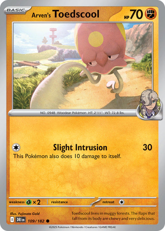 (109/182) Pokemon TCG Destined Rivals Single: Arven's Toedscool  Reverse Holo Common
