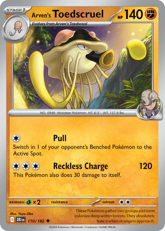 (110/182) Pokemon TCG Destined Rivals Single: Arven's Toedscruel  Reverse Holo Uncommon