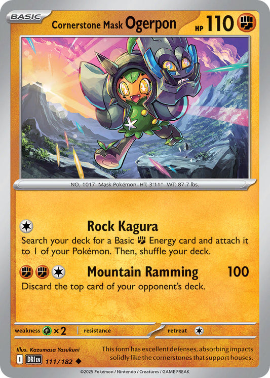 (111/182) Pokemon TCG Destined Rivals Single: Cornerstone Mask Ogerpon  Reverse Holo Uncommon