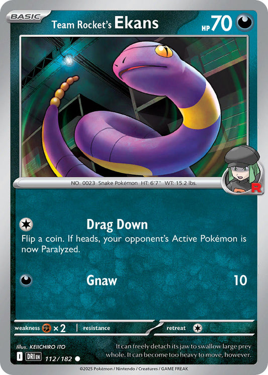 (112/182) Pokemon TCG Destined Rivals Single: Team Rocket's Ekans  Reverse Holo Common