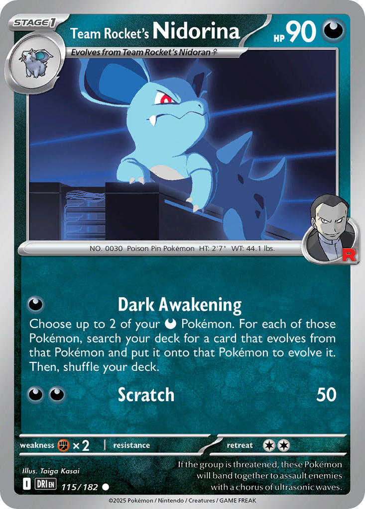 (115/182) Pokemon TCG Destined Rivals Single: Team Rocket's Nidorina   Common