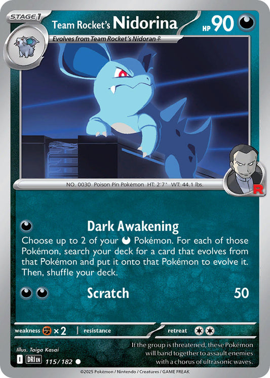 (115/182) Pokemon TCG Destined Rivals Single: Team Rocket's Nidorina  Reverse Holo Common