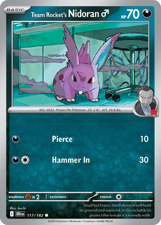(117/182) Pokemon TCG Destined Rivals Single: Team Rocket's Nidoran [M]  Reverse Holo Common