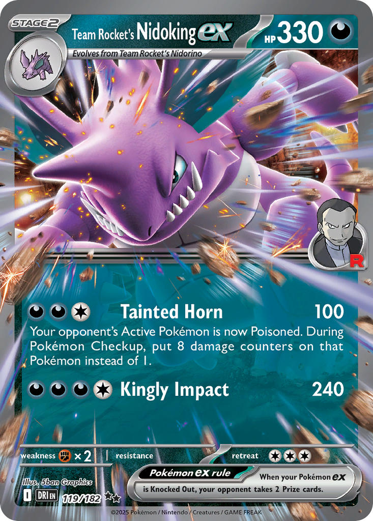 (119/182) Pokemon TCG Destined Rivals Single: Team Rocket's Nidoking ex   Double Rare