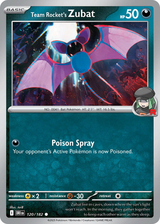 (120/182) Pokemon TCG Destined Rivals Single: Team Rocket's Zubat   Common