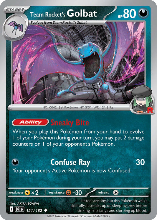 (121/182) Pokemon TCG Destined Rivals Single: Team Rocket's Golbat  Reverse Holo Uncommon