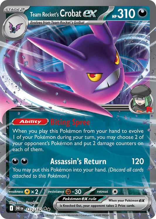 (122/182) Pokemon TCG Destined Rivals Single: Team Rocket's Crobat ex   Double Rare
