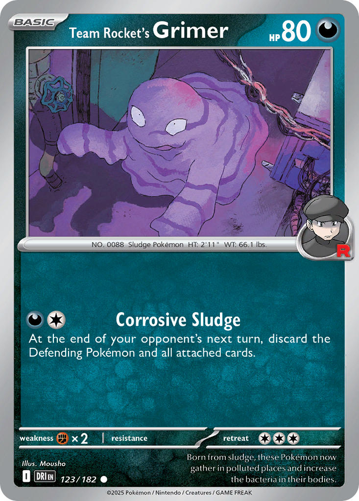 (123/182) Pokemon TCG Destined Rivals Single: Team Rocket's Grimer  Reverse Holo Common
