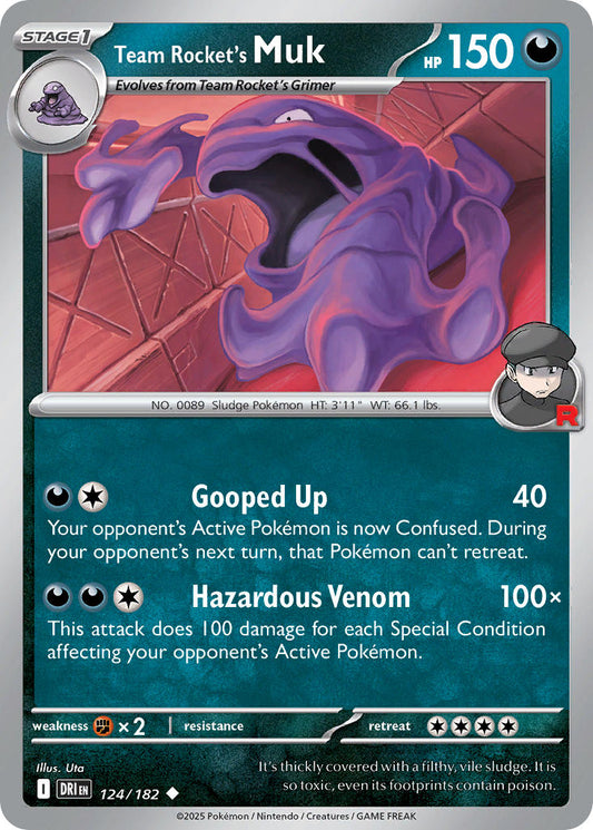 (124/182) Pokemon TCG Destined Rivals Single: Team Rocket's Muk  Reverse Holo Uncommon
