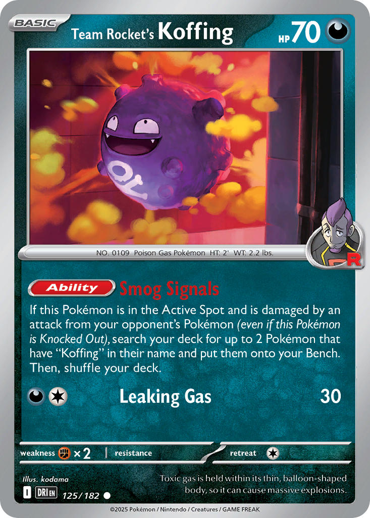 (125/182) Pokemon TCG Destined Rivals Single: Team Rocket's Koffing   Common