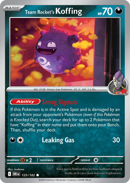 (125/182) Pokemon TCG Destined Rivals Single: Team Rocket's Koffing   Common