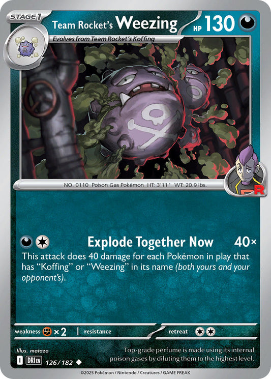 (126/182) Pokemon TCG Destined Rivals Single: Team Rocket's Weezing  Reverse Holo Uncommon