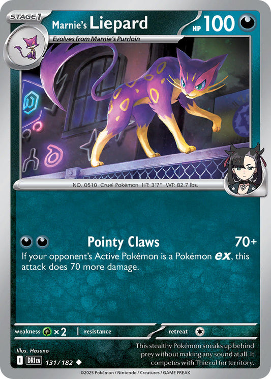 (131/182) Pokemon TCG Destined Rivals Single: Marnie's Liepard  Reverse Holo Uncommon