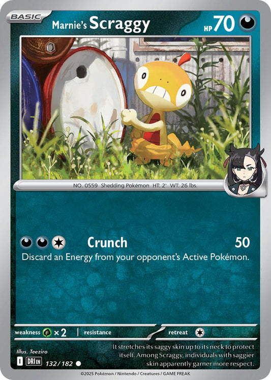 (132/182) Pokemon TCG Destined Rivals Single: Marnie's Scraggy  Reverse Holo Common