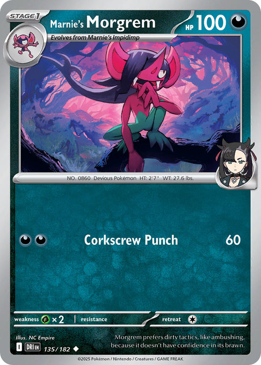 (135/182) Pokemon TCG Destined Rivals Single: Marnie's Morgrem   Uncommon