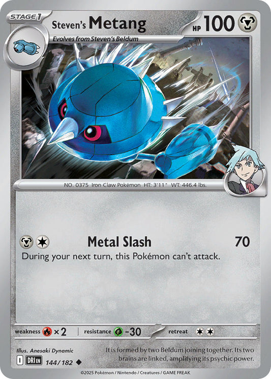 (144/182) Pokemon TCG Destined Rivals Single: Steven's Metang  Reverse Holo Uncommon