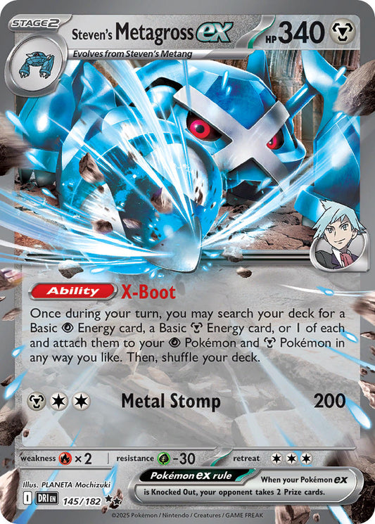 (145/182) Pokemon TCG Destined Rivals Single: Steven's Metagross ex   Double Rare