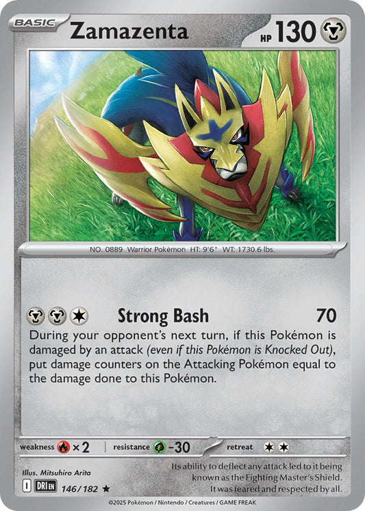(146/182) Pokemon TCG Destined Rivals Single: Zamazenta  Reverse Holo Rare