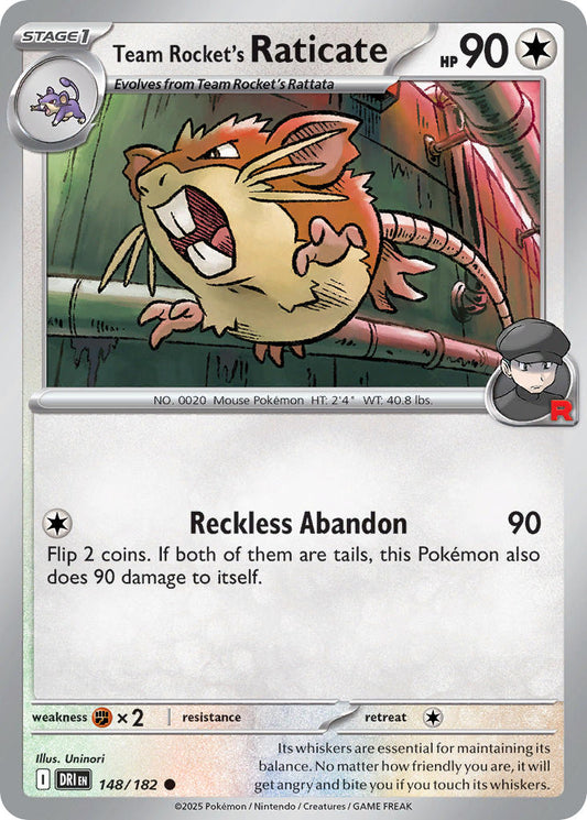 (148/182) Pokemon TCG Destined Rivals Single: Team Rocket's Raticate  Reverse Holo Common