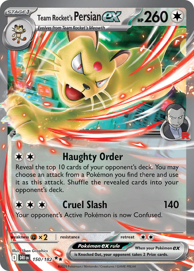 (150/182) Pokemon TCG Destined Rivals Single: Team Rocket's Persian ex   Double Rare