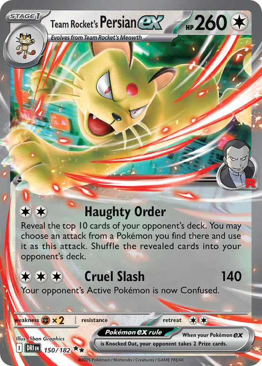 (150/182) Pokemon TCG Destined Rivals Single: Team Rocket's Persian ex   Double Rare