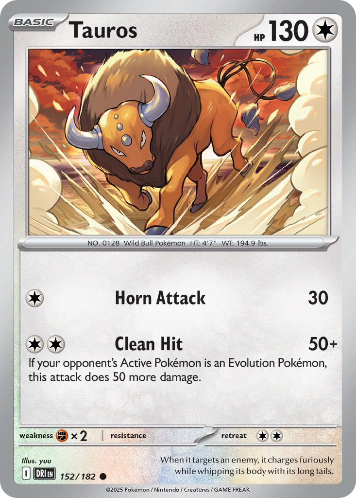 (152/182) Pokemon TCG Destined Rivals Single: Tauros   Common